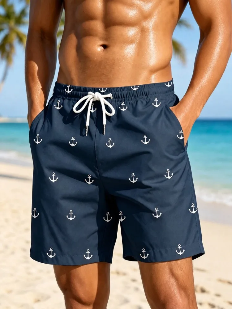 Men's Beach Shorts Summer Men's swim Trunks Elastic Waist 3D Print  Breathable Short Streetwear