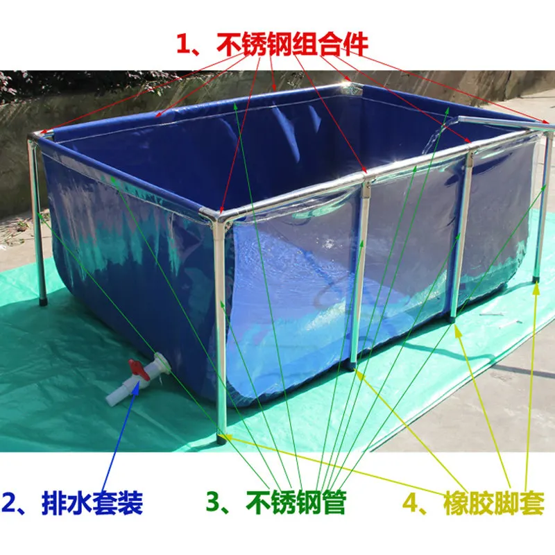 Canvas fish pond transparent bracket folding koi fish pond knife scraper temporary goldfish tank turtle pond aquarium