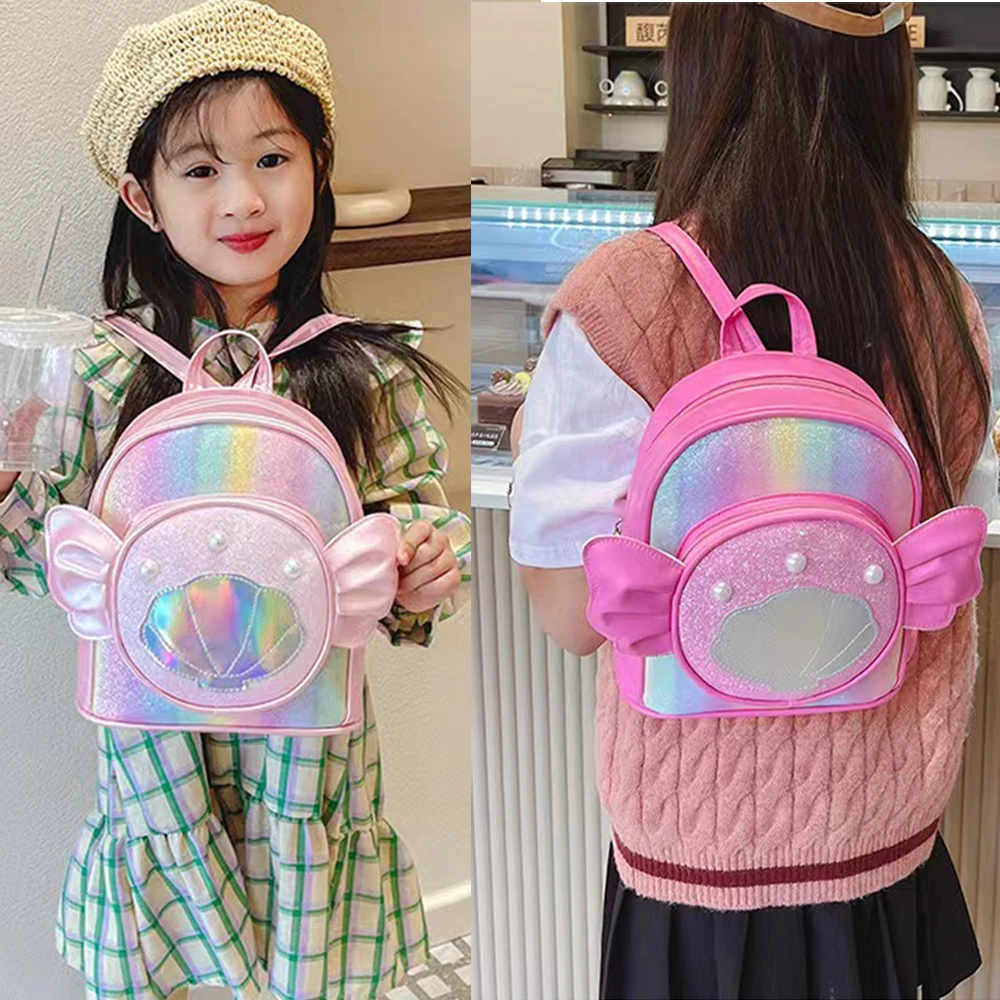 

Kawaii Wings Children Schoolbag Small PU Leather Kindergarten Primary School Backpack for Kids Girl Fashion Casual Travel Bag