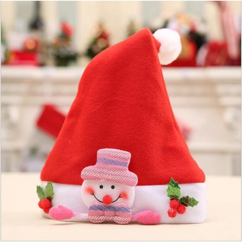 Modello di cartone animato Cappello di Babbo Natale Cappello rosso carino Cappello di carnevale per feste di festa Forniture natalizie per bambini adulti