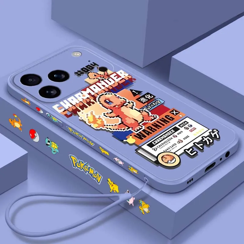 

P-Pokemons L-Lucarios Luxury Phone Case For Apple iPhone 17 Air 16 16e 15 14 13 12 11 XS Pro Max Plus Liquid Left Rope Cover