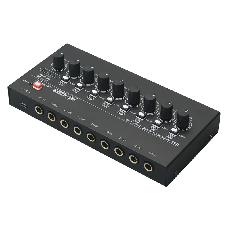 ABVO-MIX800 8 قنوات خلاط خط ستيريو منخفض الضوضاء للغاية خلاط صوت احترافي صغير لخلاط الصوت