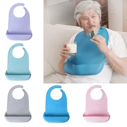 Silicone Bib Protetor para Adultos, Anti-Óleo, Impermeável, Acessórios de Jantar, Aventais para as refeições, Auxílio Deficiência, Senior e Aprender, 1 PC