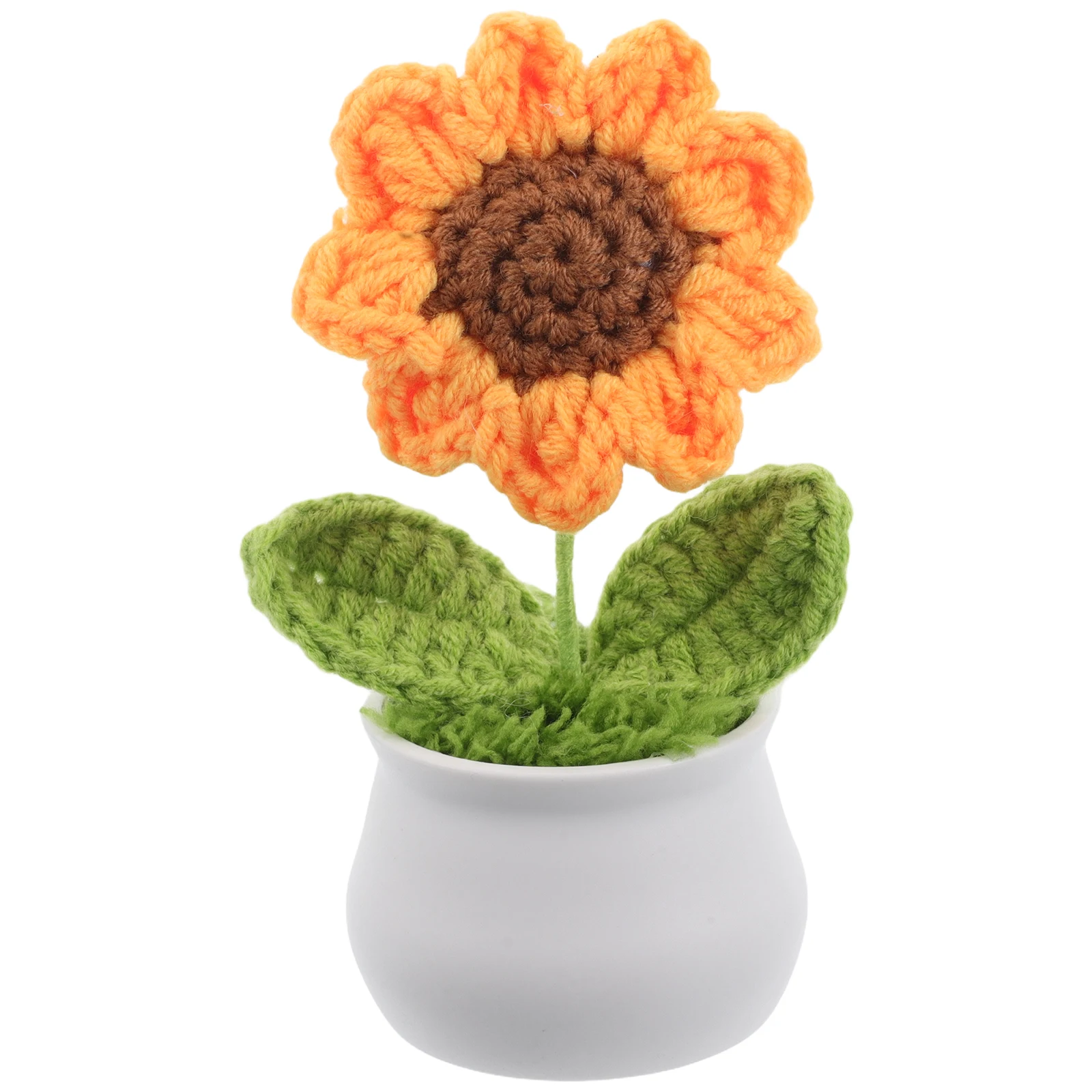 

Simulated Sunflower Artifical Crochet Potted Plant Bouquet Small Flowers Crocheted Car Decor