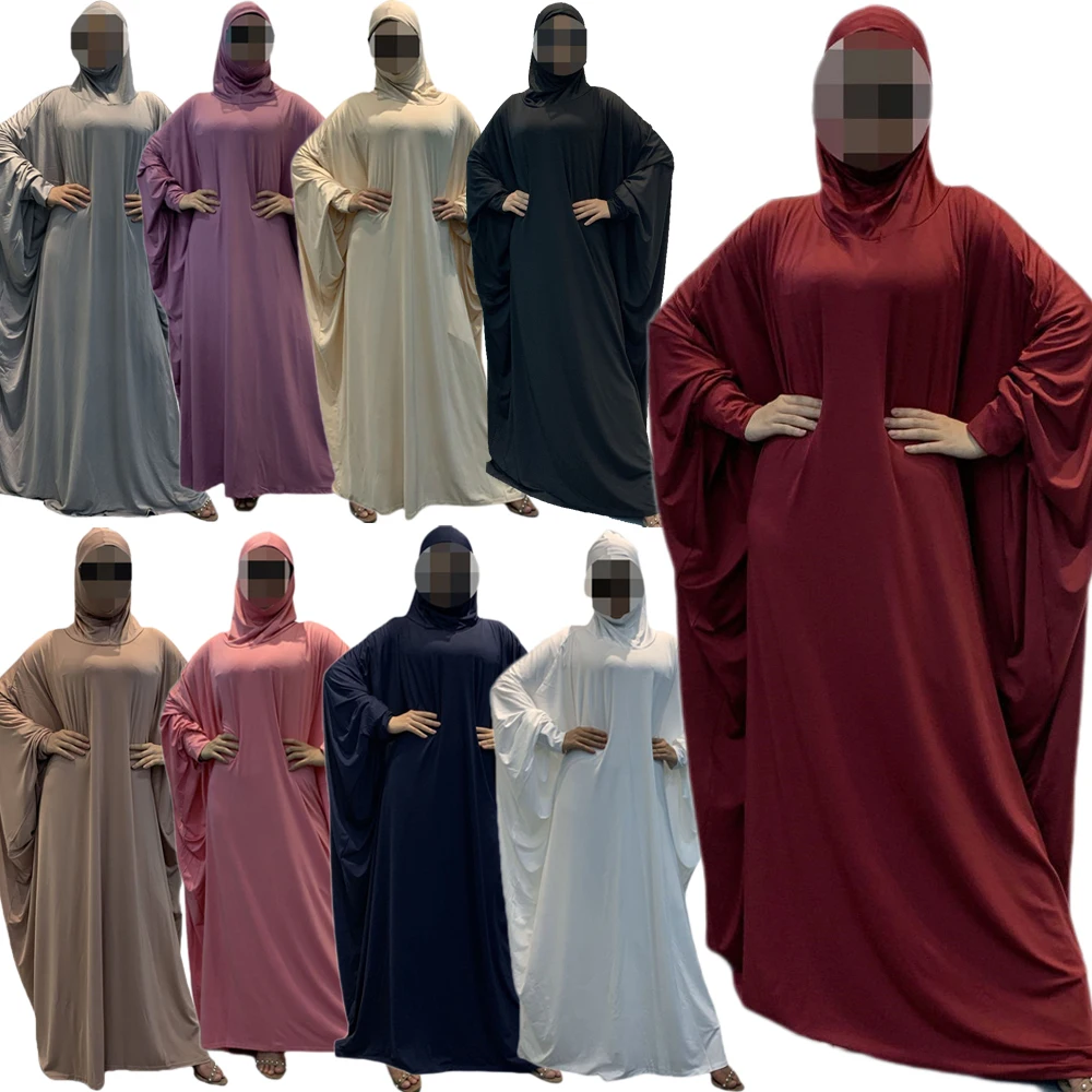 

Modest Overhead Abaya Muslim Women Prayer Garment Hooded Dress Robe Arabic Kaftan Khimar Abayas Gown Eid Ramadan Islamic Clothes