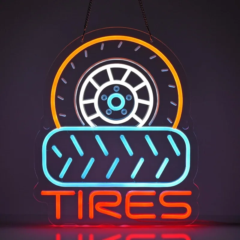 

XM Tire Neon Light Wall Decoration for Tire Shop Car Service Repair Shop Garage Workshop led sign , USB Powered Dimmable حفلات