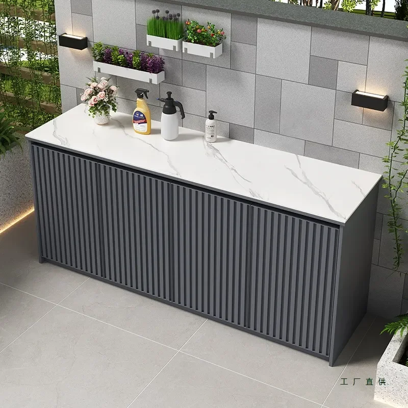 for Outdoor Storage Cabinet Courtyard Locker Garden Shoe Cabinet Sunscreen for Outdoor Villa Aluminum Alloy Fixed