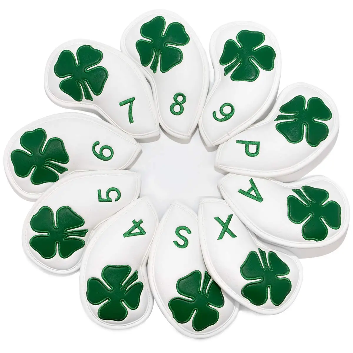 

Golf Iron Headcovers 12pcs Set Neoprene Genuine Leather Club Wedge Head Covers Compatible with Callaway, Ping, Taylormade, Cobra