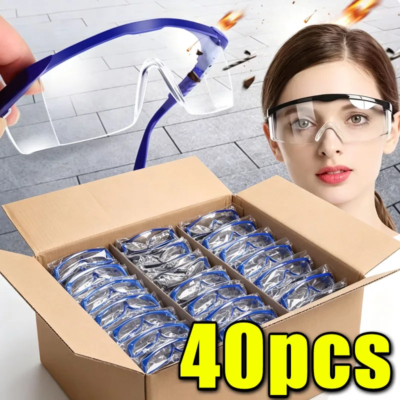 Image of 40 Stück Anti-Splash-Augenschutzbrillen für die Arbeit, winddicht, staubdicht, Schutzbrillen für die Arbeit, Staubschutzbrillen