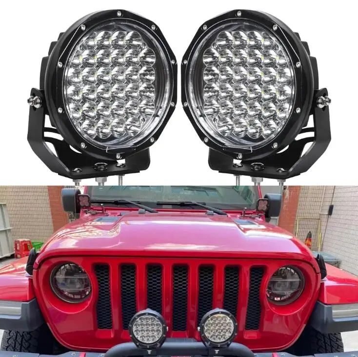 

7 inch Round Led Offroad lights 2Pcs 128W Spot Beam led Driving Lights for Pickup Truck SUV Atv Tractor Boat LANTSUN LED6492