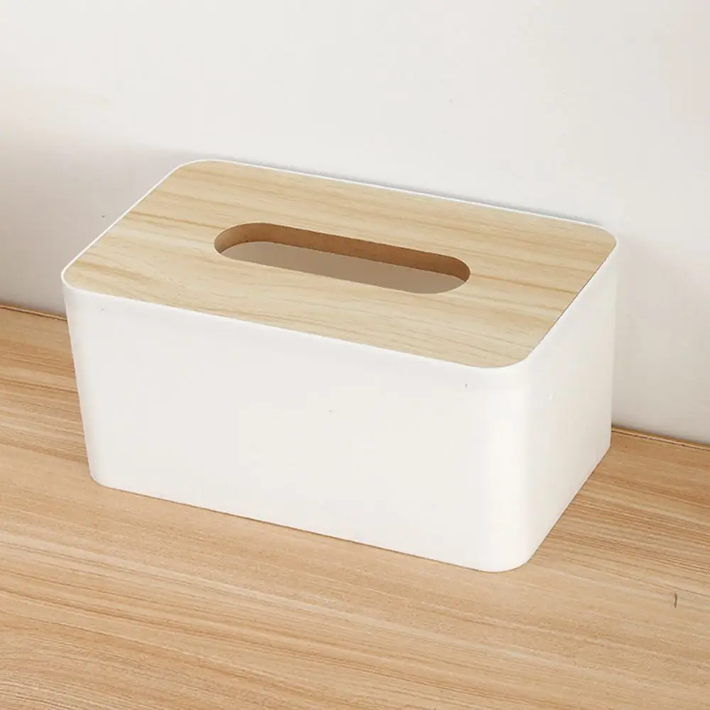 Wooden Tissue Box Cover Removable Desktop Tissue Holder Home Office Bathroom Paper Storage Case Table Decoration