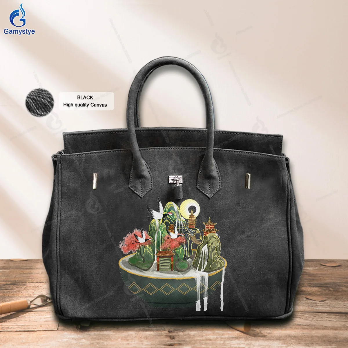 Graffiti Artisc Printed The landscape in the basin surrounded by cranes Bags Ladies purses and handbags Messenger Clutch Totes