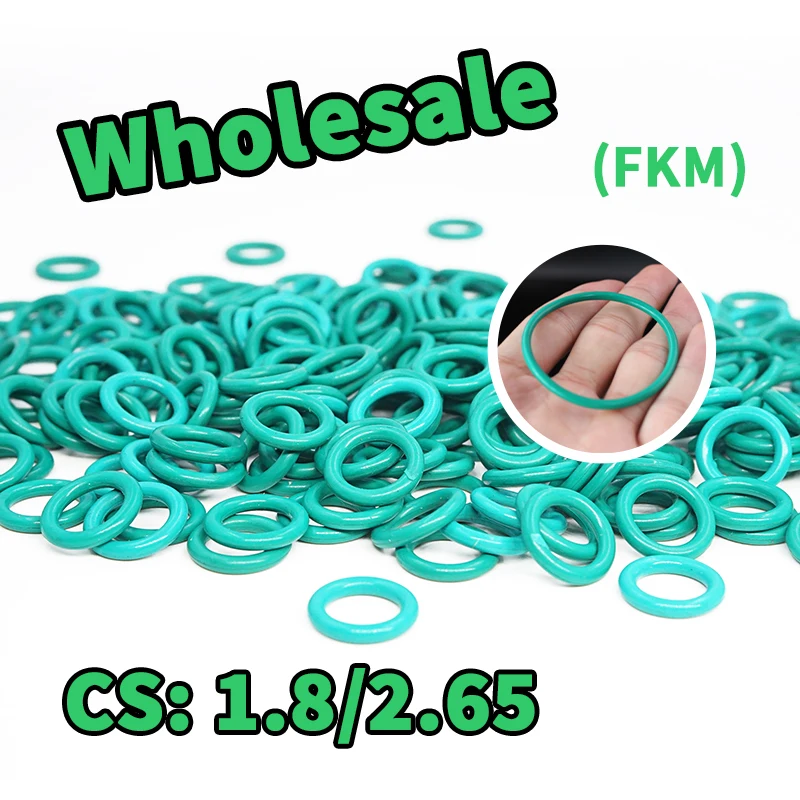 

O-ring thickness 1.8/2.65mm wholesale Sealing element link FKM Green fluororubber gasket seal ring rubber elastic Free Shipping