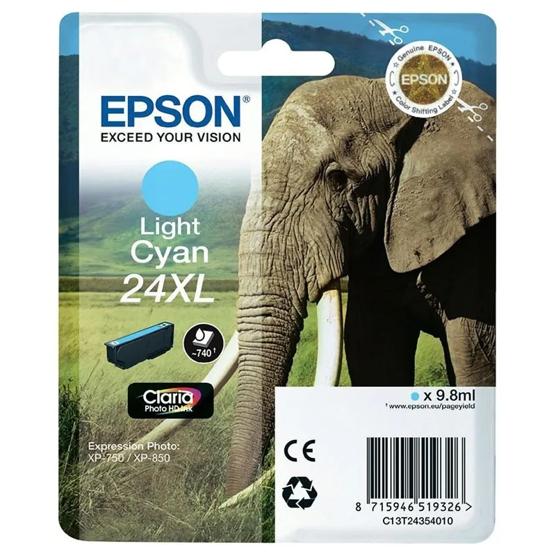 Epson T2435 (24XL) Cyan Light Original ink cartridge-C13T24354012 T2435 tintasycartuchos.com