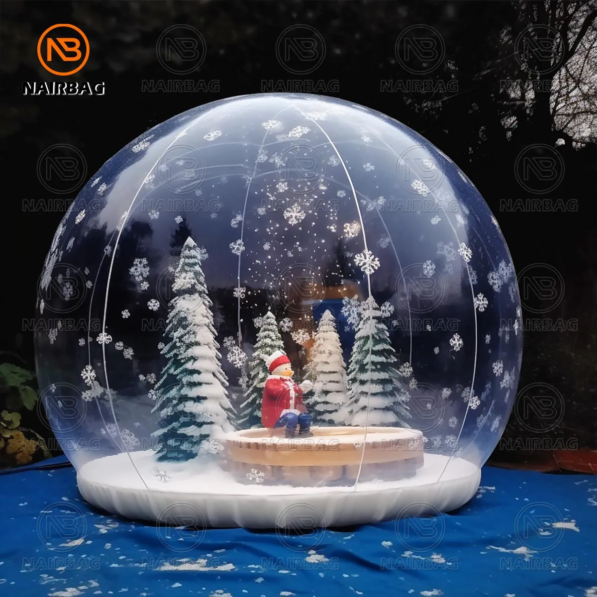Globo de nieve inflable de Navidad, casa de burbujas transparente, fondo fotográfico, tienda de burbujas, cúpula de aire, globo de nieve, telón de fondo para fotomatón