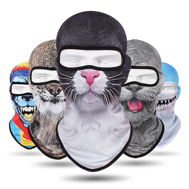 

3D Cat Dog Cute Animal Balaclava Motorcycle Motocross Moto Skiing Snowboard Hat Helmet Liner Biker Face Cap Cycling Headgear