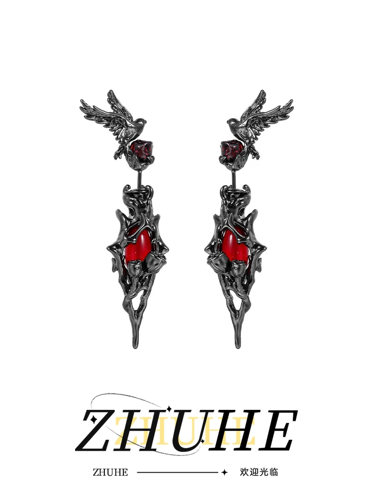 

ZHUHE Crow Wears Piercing Nail New Gothic Style Jewelry Accessories For Female Male Party Gifts