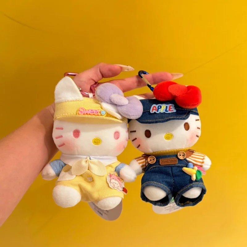 Nova combinação artesanal de chaveiro de pelúcia de gato Kitty, boneca de mochila de menina fofa - ideia de presente perfeita