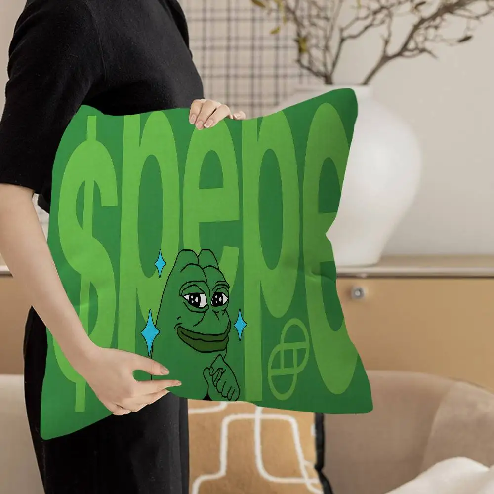 P-Pepe The Frog Pillow Covers Cartoon Sofa Decorative Home Double-sided Printing Short Plush Cute Cushion Cover