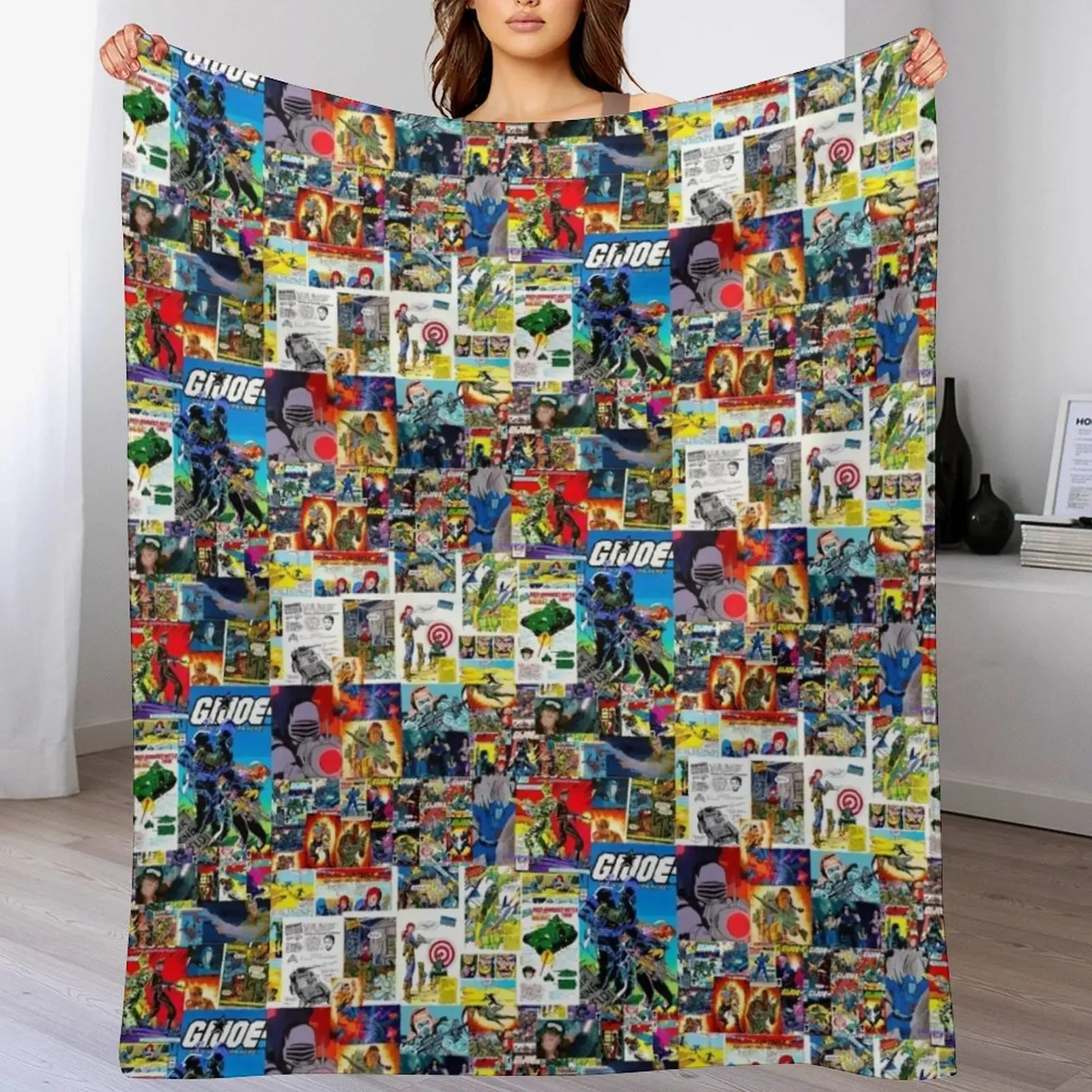 

GI Joe in collage form Throw Blanket Cute Plaid Soft Beds Summer Sofa Throw Blankets