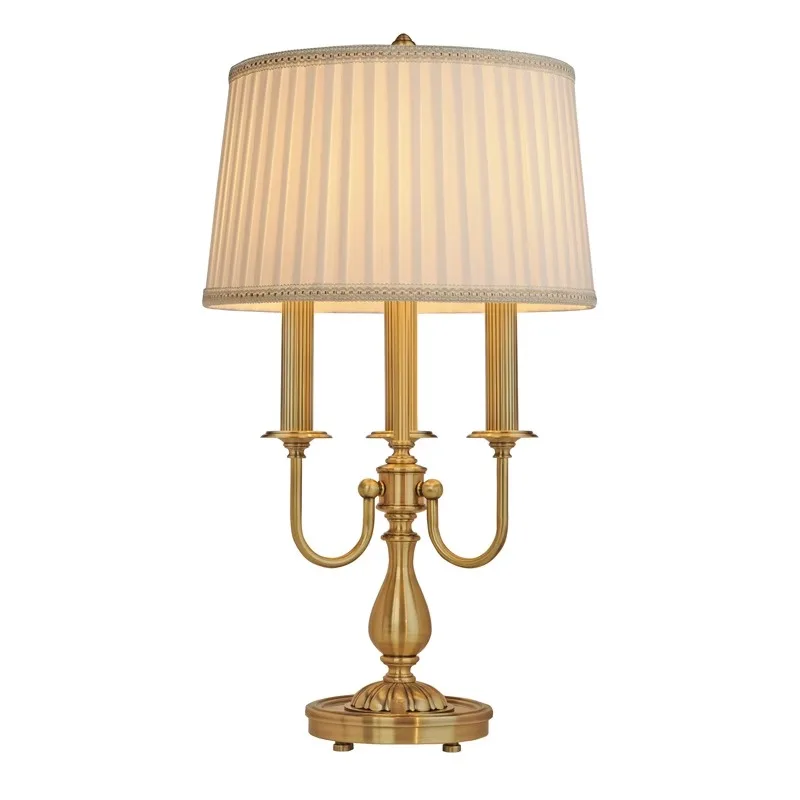 2026 Hot Sale  Three lamp stand copper table, European creative romantic copper, modern bedside living room decoration