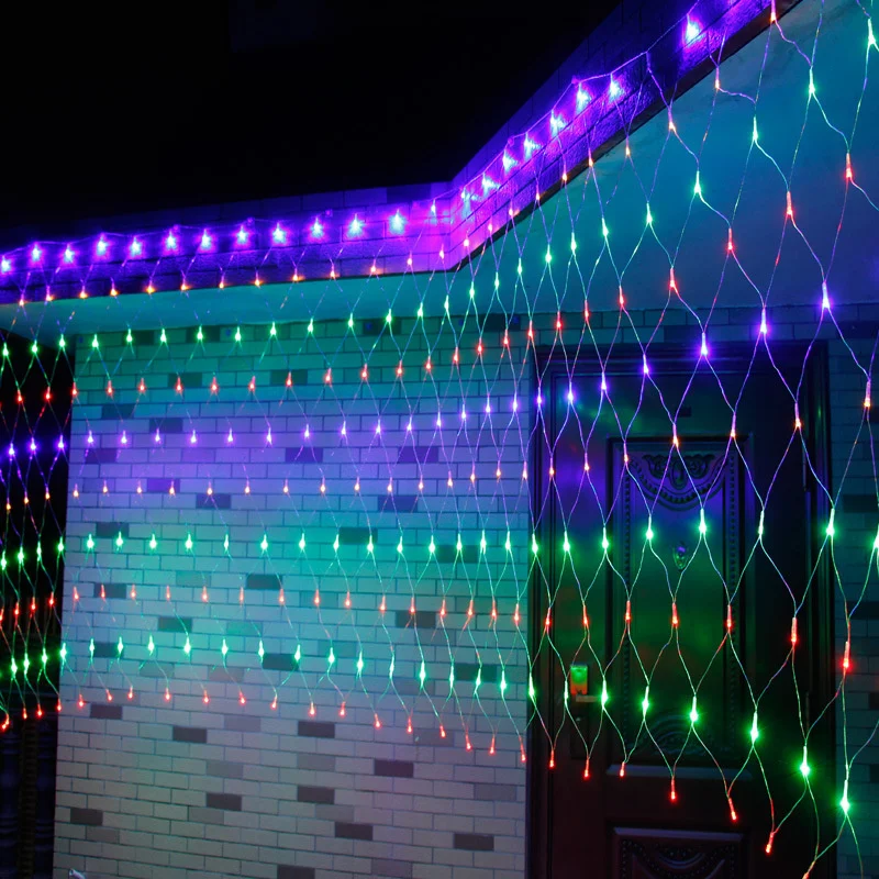 Imagem -02 - Led Fairy String Curtain Luz Net Malha Festa de Natal Casamento Ano Novo Decoração de Jardim Guirlanda ao ar Livre ue 220v 3x2m 200