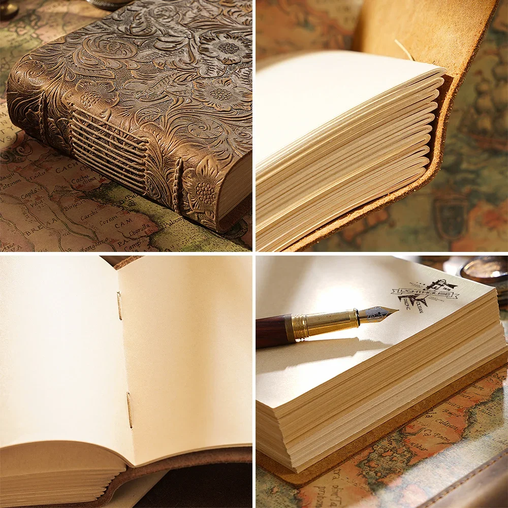 Genuine Leather Notebook Diary Vintage Notepad Cowhide Retro Planner Book Sketch Organizer Replaceable Stationery Journal Diary