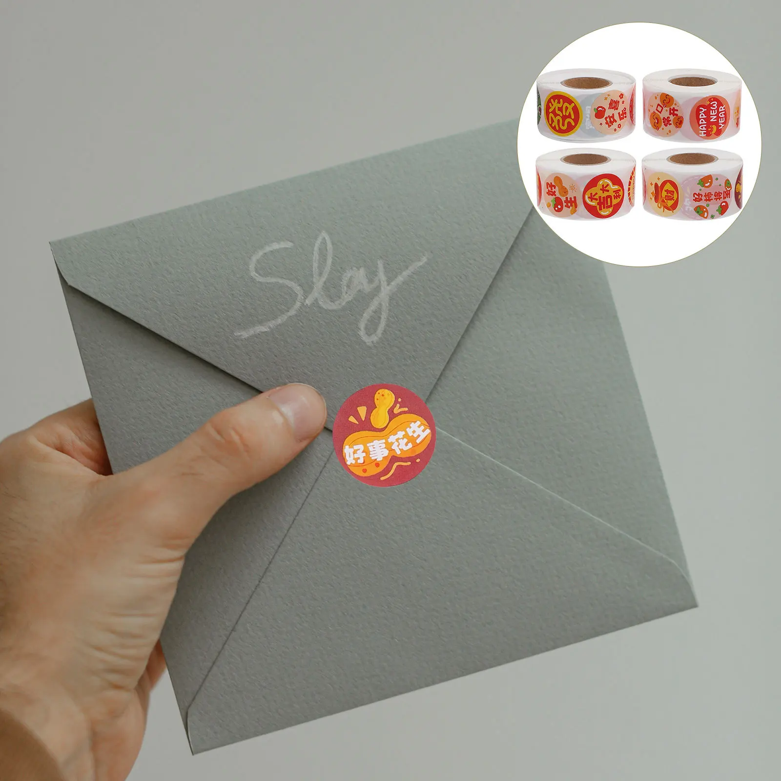 

4 Rolls Labels Cartoon Sticker Cute Envelope Stickers Wax Seal Envelopes Sealer