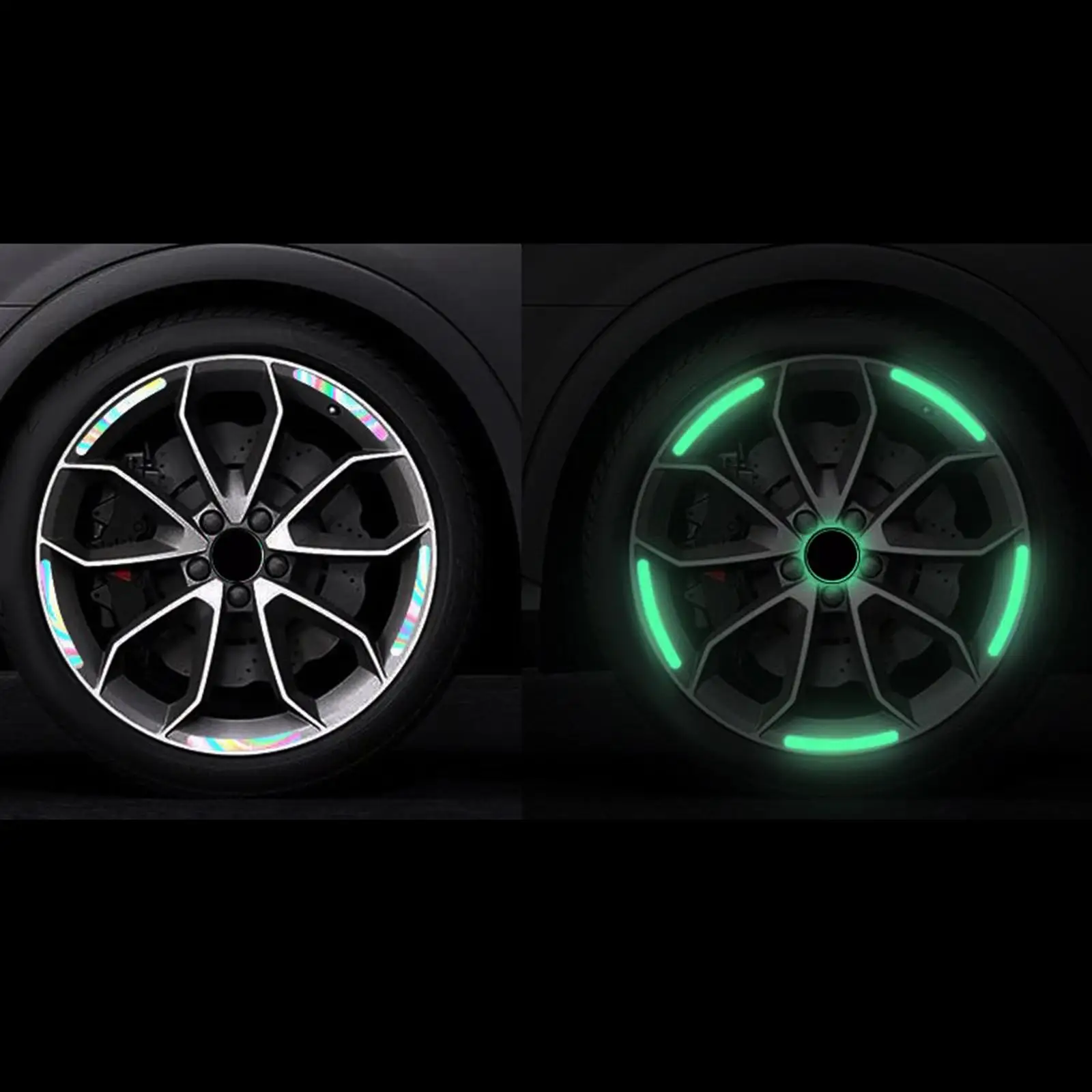 20 Pieces Car Wheel Hub Reflective Stickers Warning Decal Stickers Wheel Rim Tape for Night Driving Cycling Bike