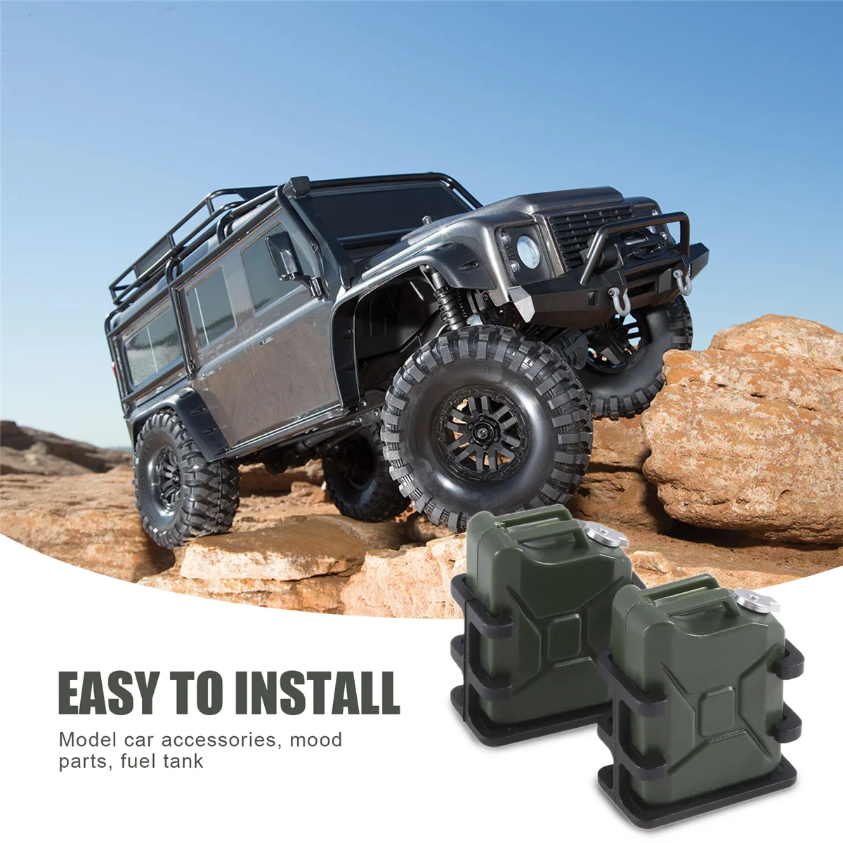 2 قطعة أدوات تزيين خزان الوقود المحاكاة الصغيرة لسيارة زاحفة 1/8 1/10 RC محورية SCX10 Traxxas TRX4 RC4WD D90، أخضر ساخن