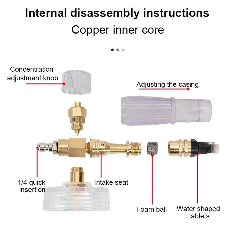 Manufacturer direct selling high-pressure washer foam spray bottle transparent PA all copper car washing water gun