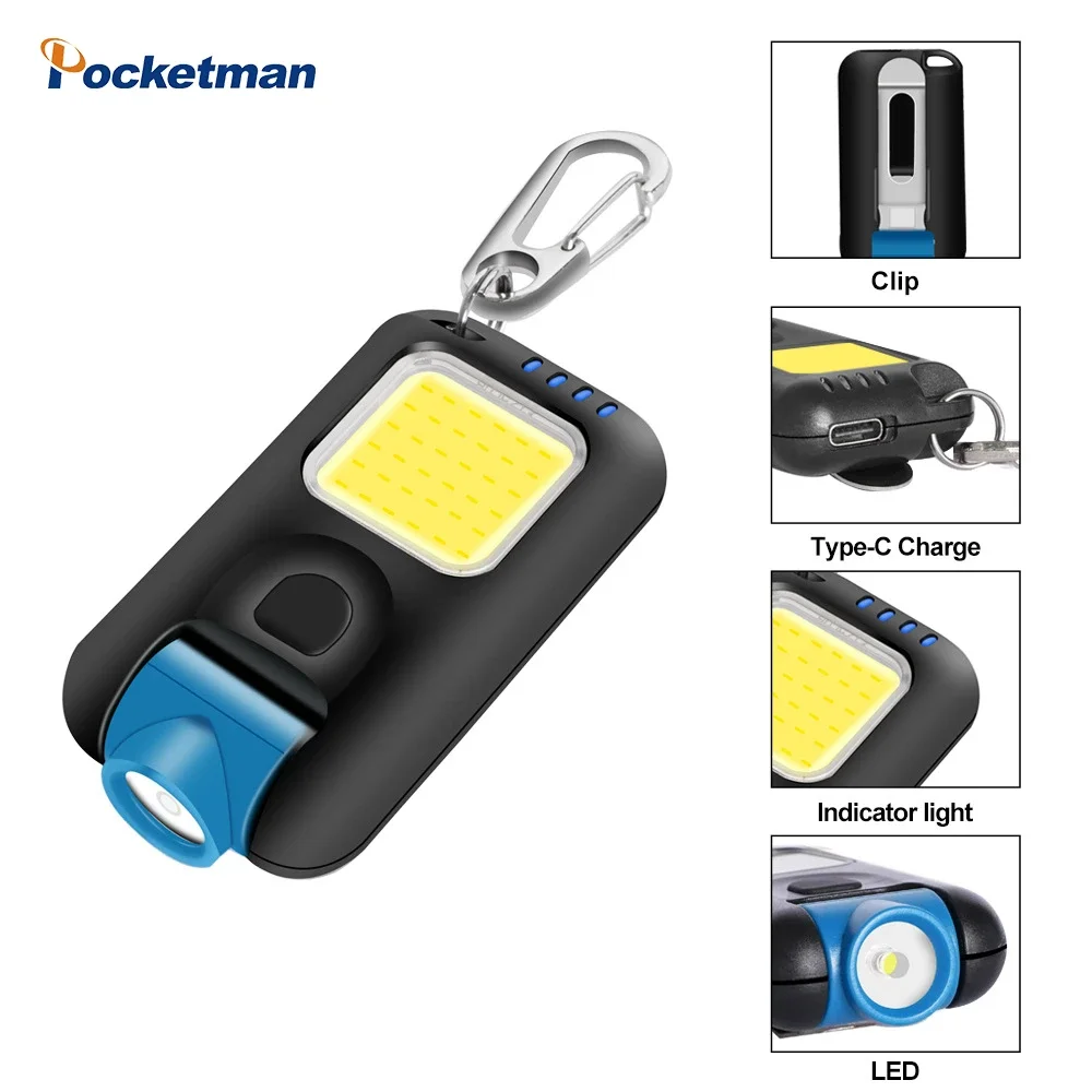 

Mini LED Flashlight Portable Clip Cap Light Outdoor Multifunction Camping Lantern USB Rechargeable Power Emergency Work Torch