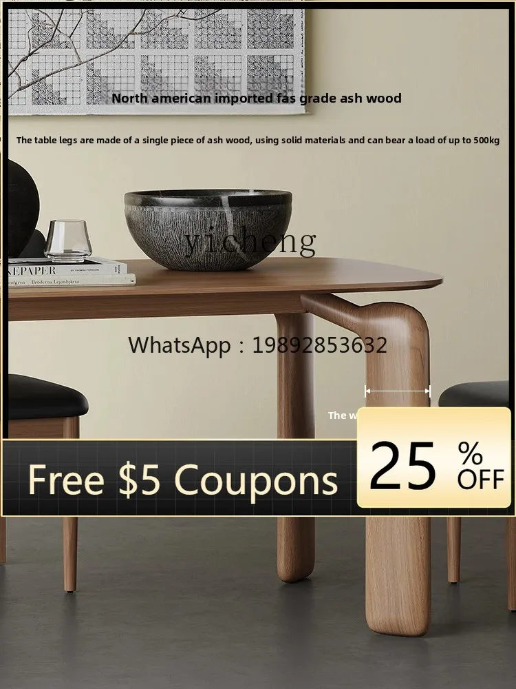 

ZZ French retro solid wood dining table Nordic home wabi-sabi antique elephant leg shape dining table and chair combination