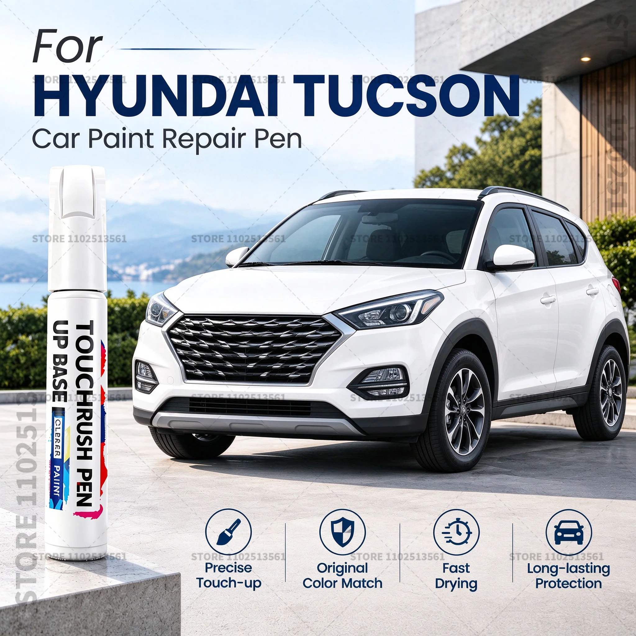 For Hyundai Tucson White Black Car Scratch Remover Paint Pen Touch Up Marker for Auto Body Repair Door Bumper Fender Accessories