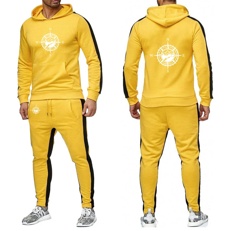 Primavera e autunno Comodo nuovo stile 2025 Modello bussola Logo Stampa Pullover da uomo Felpe con cappuccio di alta qualità Pantaloni Tute
