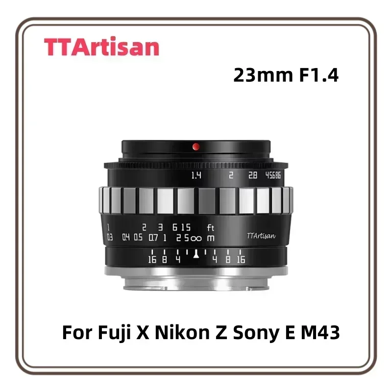 TTArtisan 23mm F1.4 APS-C MF Lenses For Fuji X XT-100 Nikon Z Z50 ZFC Sony E A6600 Olympus E-M5 M43 Mount Fast Documentary