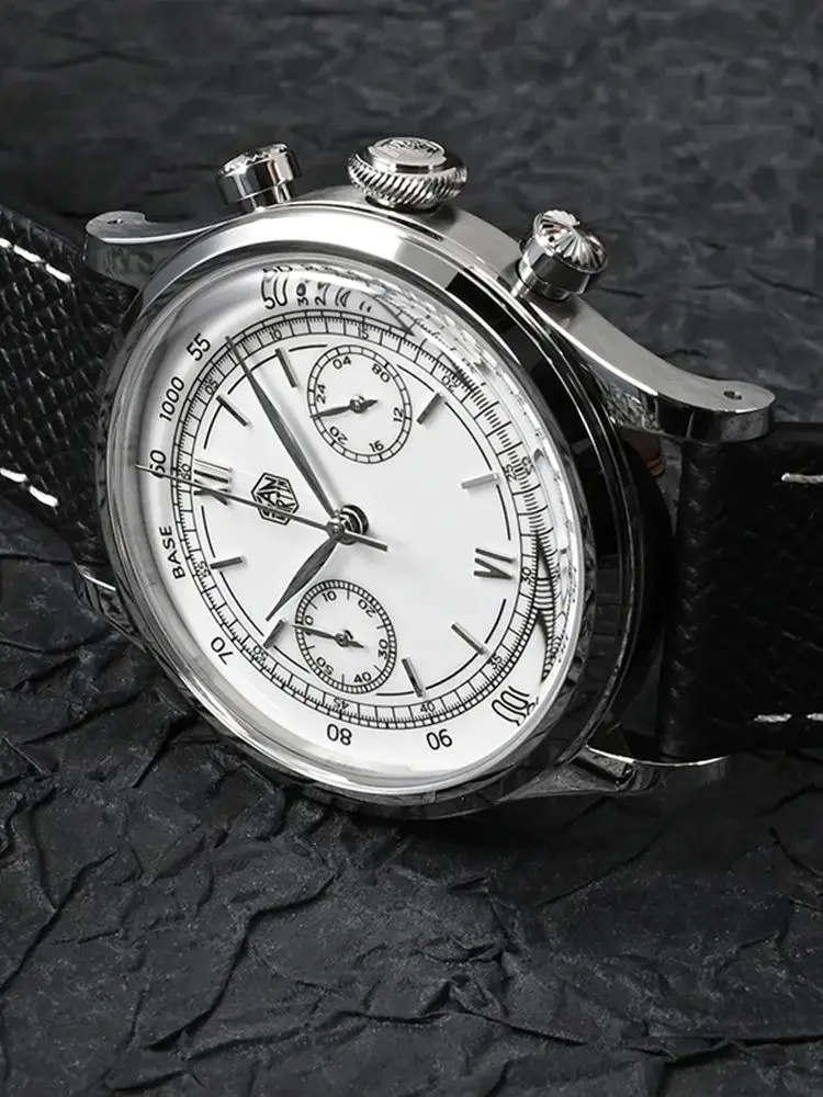 San Martin 38mm VK64 Quartz Watch Men Vintage Chronograph Wrist Watches Dress Arabic / Roman Numeral 5Bar Sapphire SN0101JS-1/2