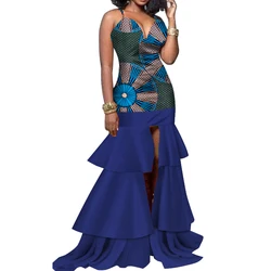 Fashion Women Ankara Dresses African Print Long Split Dress Evening Party Off Shoulder African Dress Women PRIVATE CUSTOM WY3564