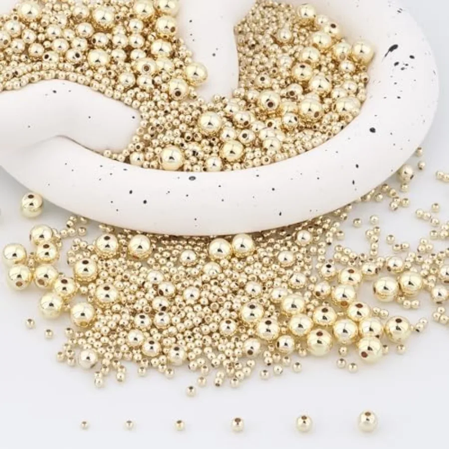 

300pcs 14K Gold Filled Round Spacer Beads Seamless Ball Beads for DIY Jewelry Bracelet Necklace Making Findings 14K3mm