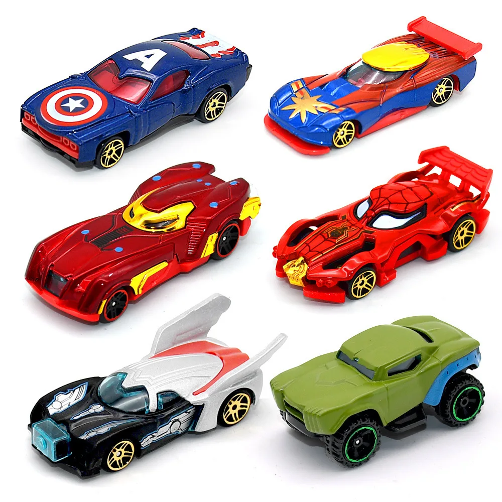 Alloy Car Batmobile Captain America Hulk Ironman Spiderman Action Figures Racing Model  Toy For Boys Gift