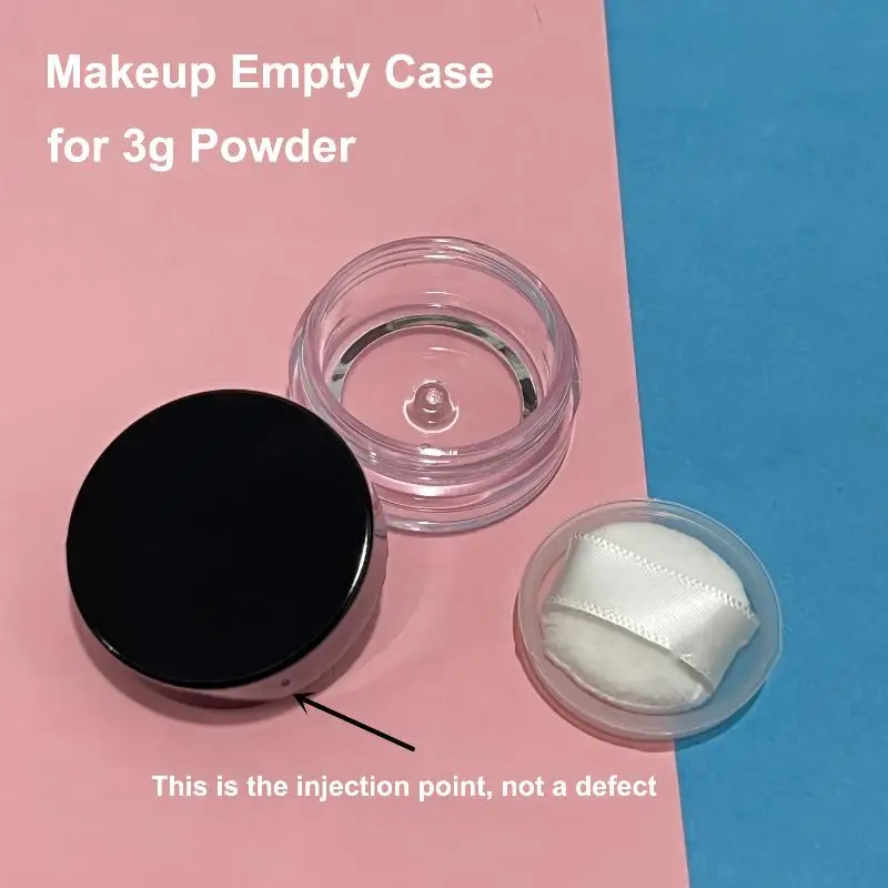 3g Plastic Empty Loose Powder Jar With Makeup Puff Box Sifter Container Cosmetic Jar Portable Loose Powder Box Refillable Case