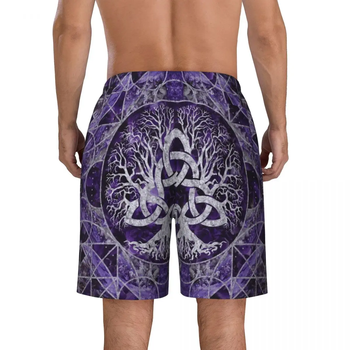 Pohon Kehidupan dengan motif Triquetra celana renang pria celana pantai cepat kering celana pendek papan Pantai Viking Norse Yggdrasil Boardshorts