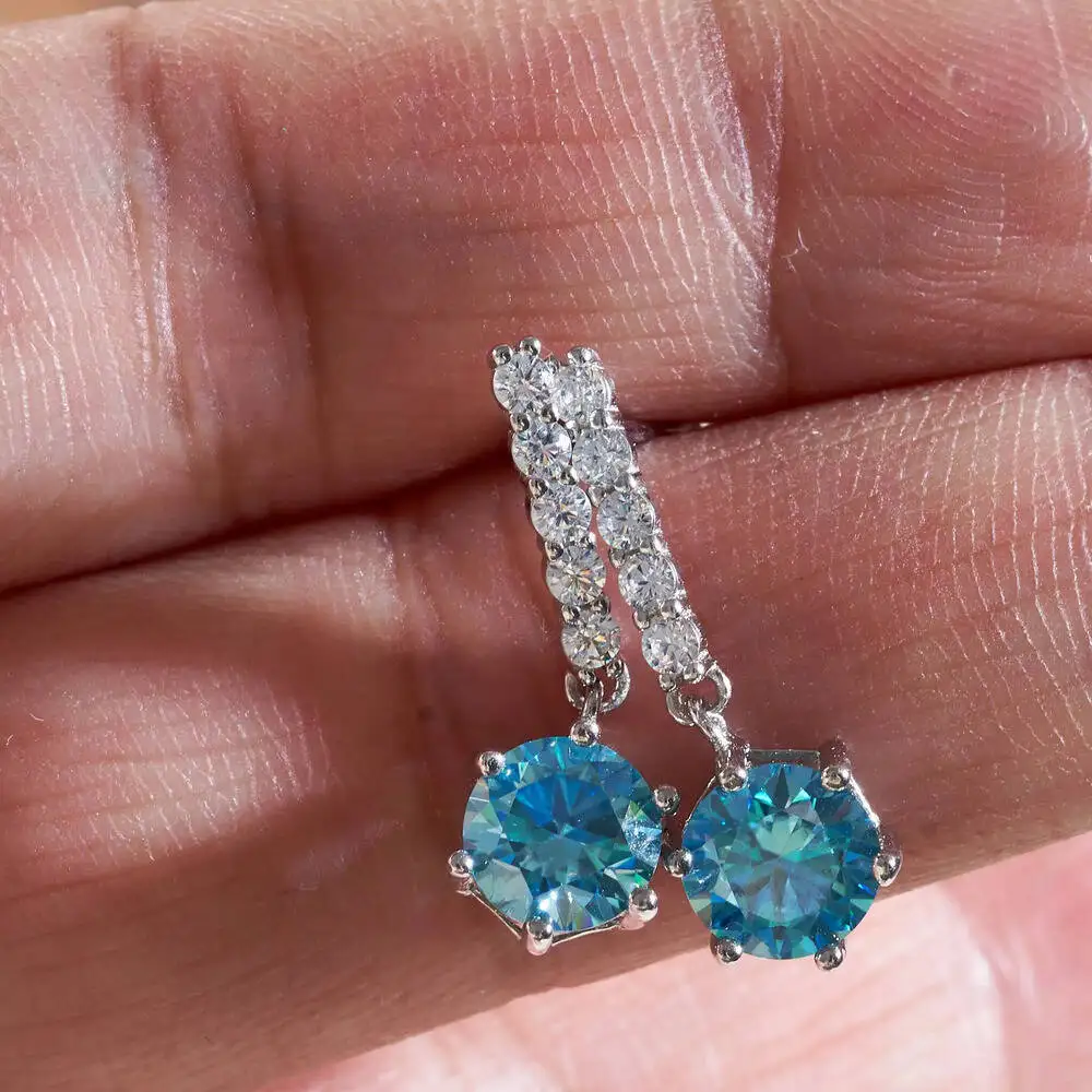 1 ctx2 Moissan ite Tropfen Ohrringe für Charm Lady Silber Schmuck mit königsblauer Farbe Goldgelb Farbe Femald Dating Geschenk – Detail 7