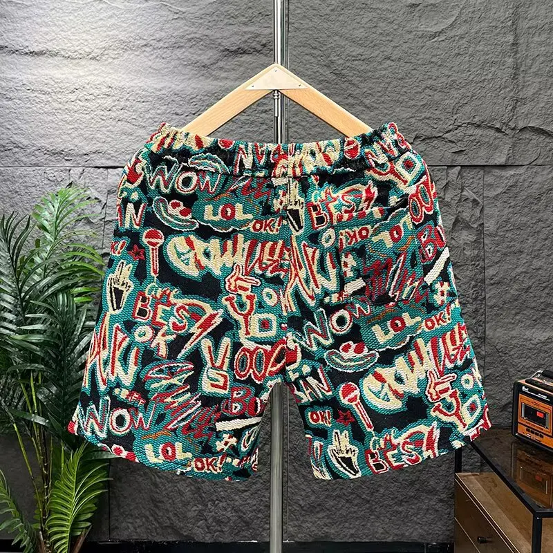 Pantaloncini da basket estivi Pantaloni sportivi da strada americani Abbigliamento da uomo casual Lettere Graffiti di alta qualità Pantaloncini Hip Hop Uomo