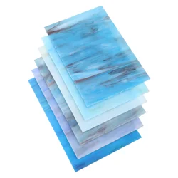 6 Pcs Colored Glass Sheet Sheets Mosaic Tiles Crafts Stained Panels Ceramic Cathedral Pack Square