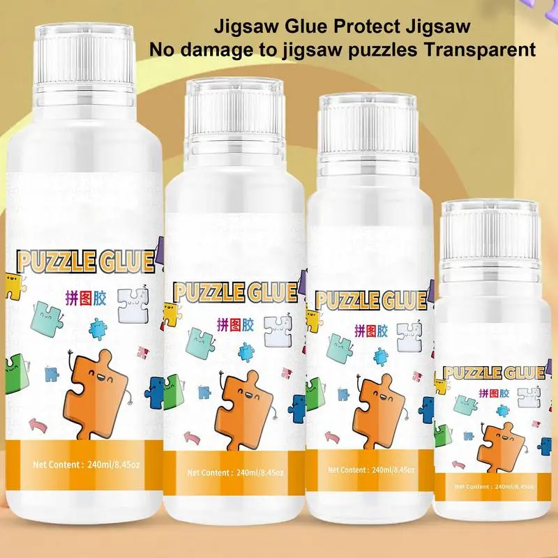 Glue For Puzzles Puzzle Glue Sheets Quick Dry Solution With Sponge Head Water-Soluble Jigsaw Puzzles Glue With Strong Adhesive