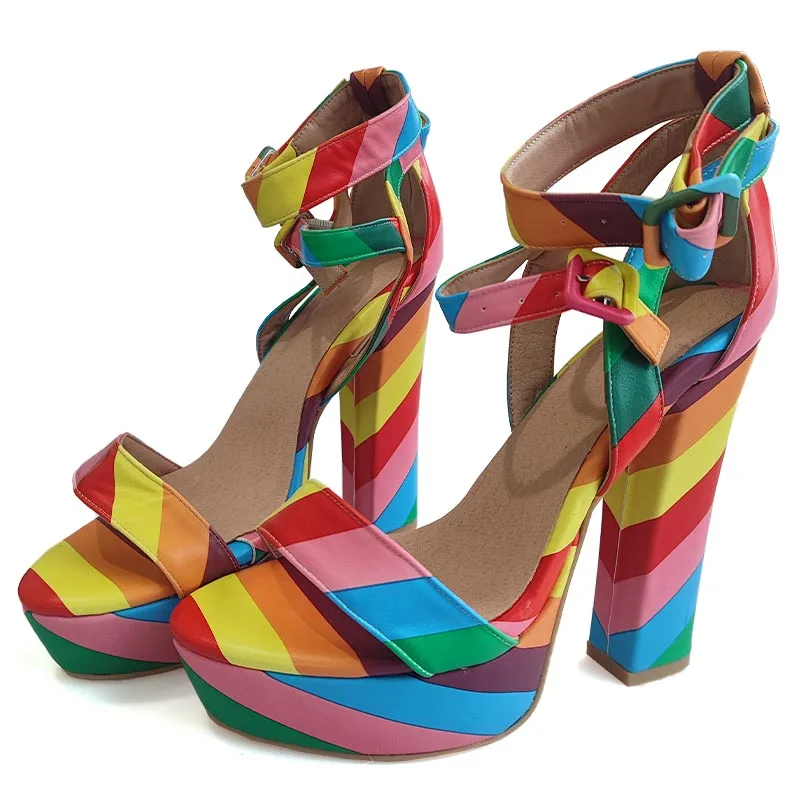 

Ronticool/Новое поступление, женские летние сандалии, пикантные красивые вечерние туфли на массивном высоком каблуке с перповым носком, женские американские большие размеры 40