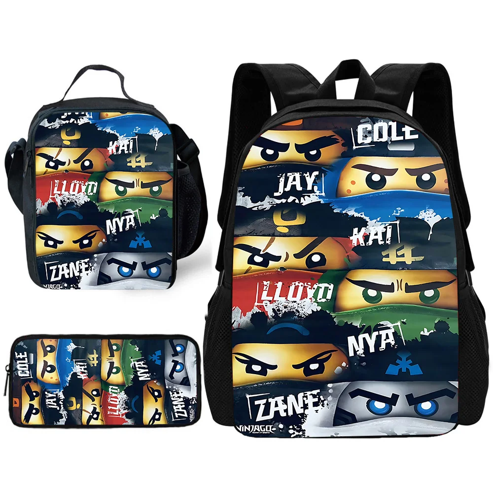حقيبة ظهر مدرسية للأطفال من أجل لعبة Ninjagos مع حقائب غداء، وحقائب أقلام رصاص، وحقائب مدرسية للبنين والبنات أفضل هدية
