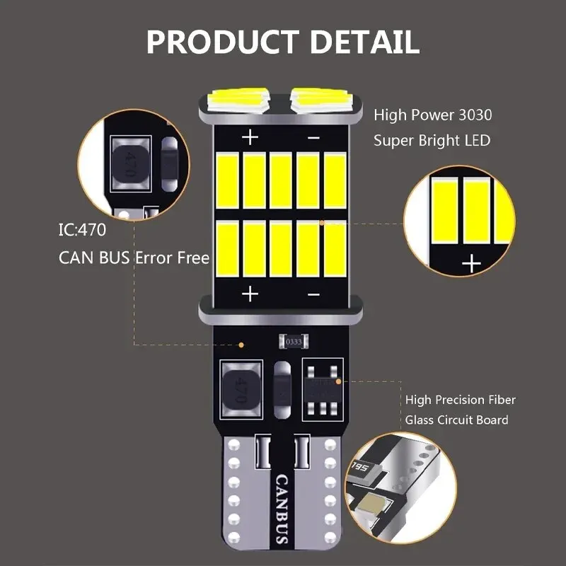 10PCS T10 4014 26SMD W5W Canbus NO Error Car Interior Map Dome Lights Parking Light Auto Signal Lamp 12V Universal White