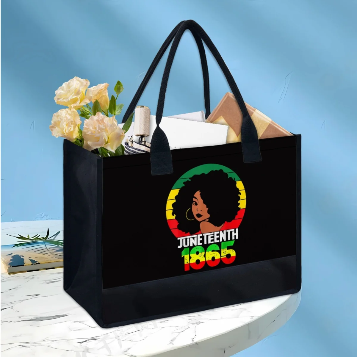 Portable Casual Storage Tote Bag Black History Month Juneteenth 1865 Print Handbgas Female Sac Plage Print on Demand Girl Totes